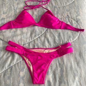 Hot pink bikini wore once